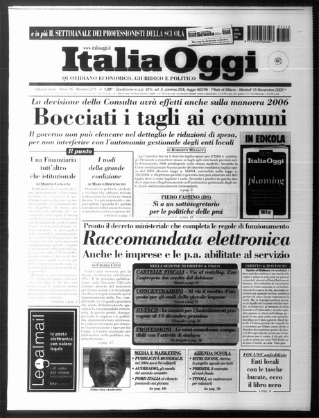 Italia oggi : quotidiano di economia finanza e politica